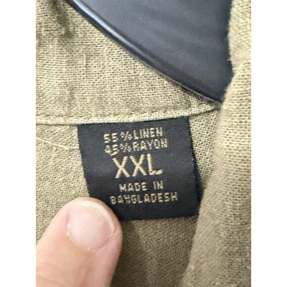 M. E. Sport Collection Men's 2XL Short Sleeve Shirt Linen Blend Button Front - Picture 6 of 11